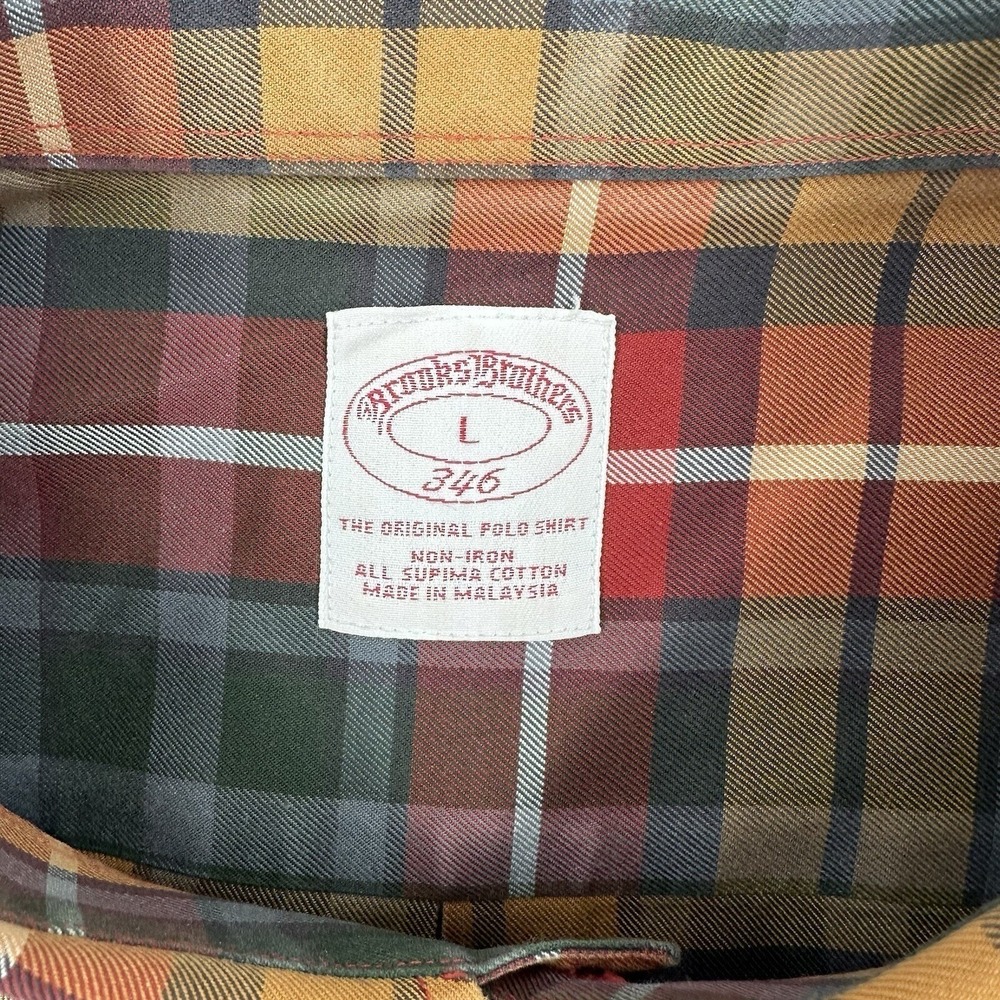 Brooks Brothers 346 Plaid Button Down Shirt Long Sleeve Casual Classic Men Sz L - Picture 6 of 9